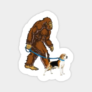 Funny Bigfoot Sasquatch Walking Beagle Magnet