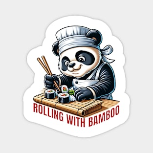 Sushi Chef Panda | Bamboo Mat Rolling Culinary Tee Magnet