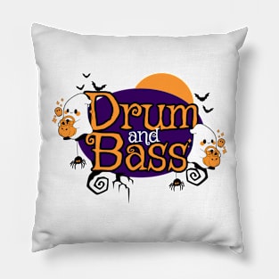 DRUM AND BASS - Trick Or Beat Ghosts (orange/purple) Pillow