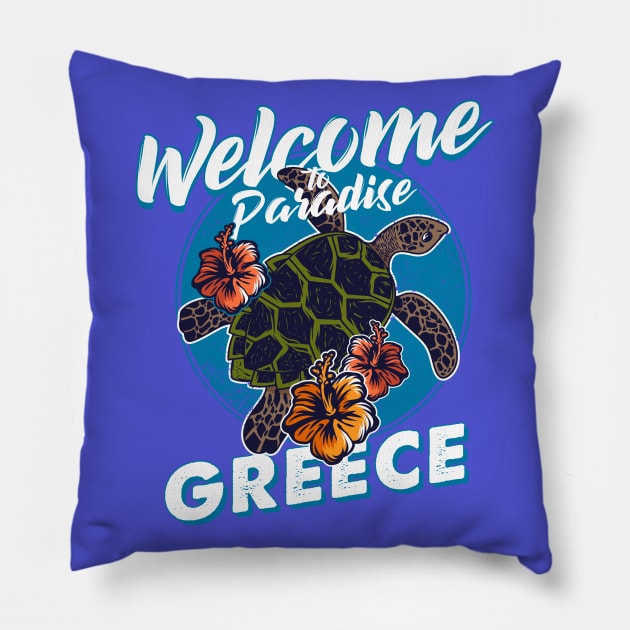 Welcome to paradise Greece Pillow by GreekTavern