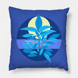 Blue Willow Leaves Pillow