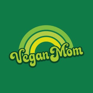 Vegan Mom Retro Rainbow Green T-Shirt