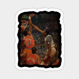 Patrick Ewing Dunking Over 7'4 Ralph Sampson, 1982. Vintage Magnet