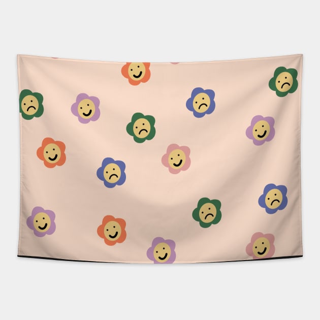 Sad and happy faces pattern Tapestry by morgananjos