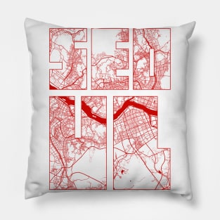 Seoul, South Korea City Map Typography - Oriental Pillow