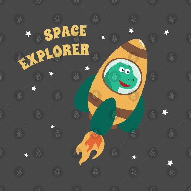 cute dinosaur astronaut play with his rocket. by KIDS APPAREL