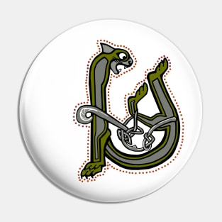 Celtic Cat Letter U Pin