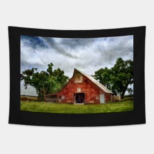 Country Summer With Old Red Barn textured photograph Tapestry