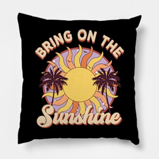 Vintage Retro Sunset Summer Rainbow Bring On The Sunshine Pillow