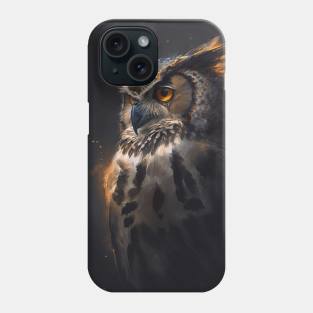 Owl Portrait Animal Nature Wildlife Dark Painting Wild Spirit Bird Phone Case