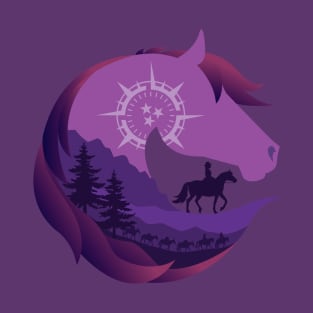 Horse Head Trail Riding Silhouette • Purple T-Shirt