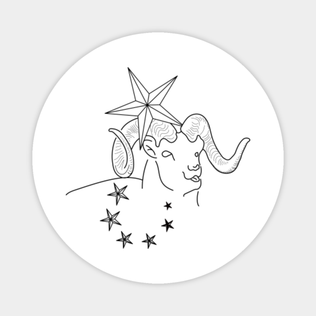 Aries Zodiac Sign Horoscope Astrology Line Art - Aries - Magnet ...