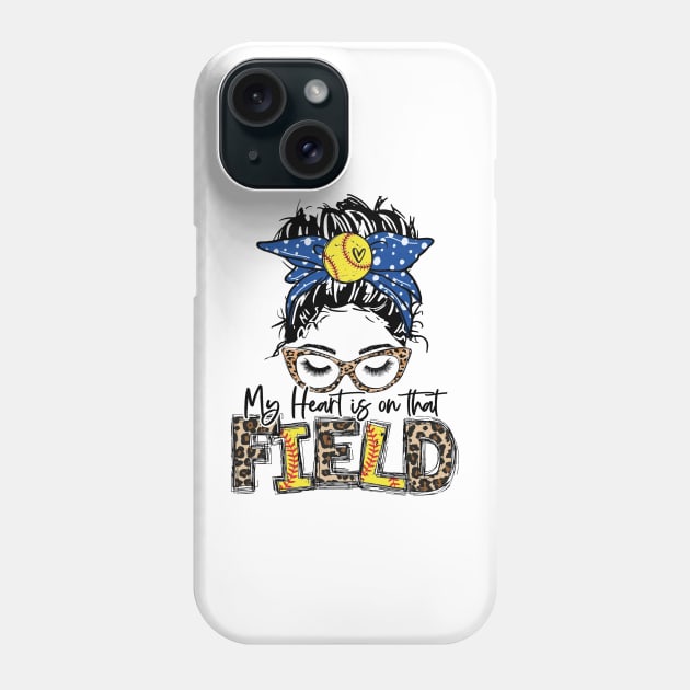 My Heart Is On That Field Softball Tee Leopard Softball Mom Phone Case by Wonder man 