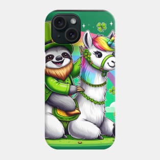 Leprechaun Sloth Riding Llama Unicorn St Patricks Day Phone Case