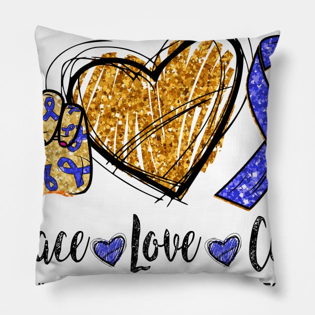 Peace Love Cure HUNTINGTON'S DISEASE AWARENESS Funny Gift Pillow by GaryFloyd6868