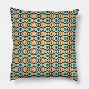 Retro Geo Pattern Charcoal, Teal, Orange, Yellow Pillow