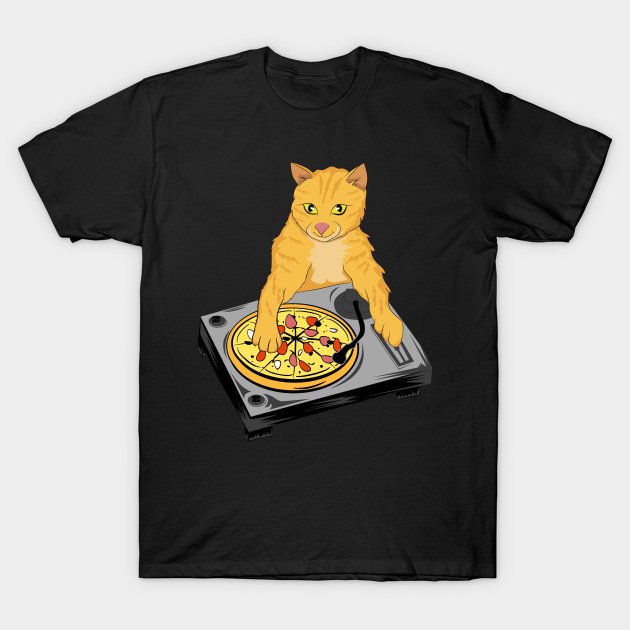 Dj Pizza Cat By Basement Mastermind Fun T Shirt Teepublic