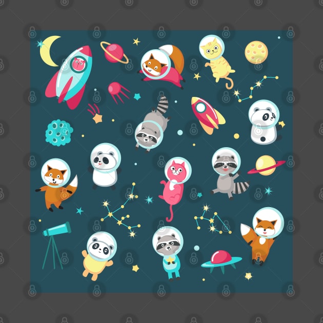 Woodland Animals in Space by funhousejen