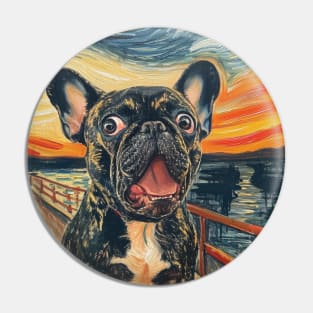 Brindle French Bulldog The Scream Painting Pin