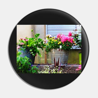 Rustic Vintage Flowerpot Photo Print Pin