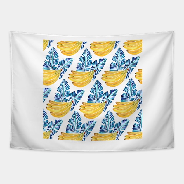 Blue Bananas Pattern Tapestry by CatCoq