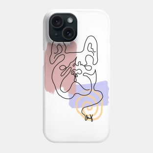 Abstract Line Art Dog Drawing on Watercolor Strokes Phone Case