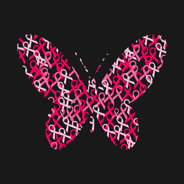 Cancer Awareness Pink Ribbons Butterfly by LetsBeginDesigns