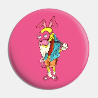Dope pink rabbit uncle chilling illustration Pin