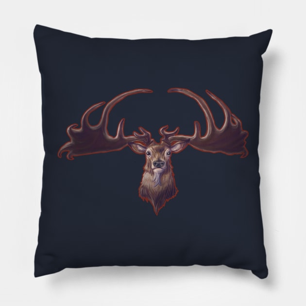 Megaloceros giganteus (Irish Elk) Pillow by CoffeeBlack