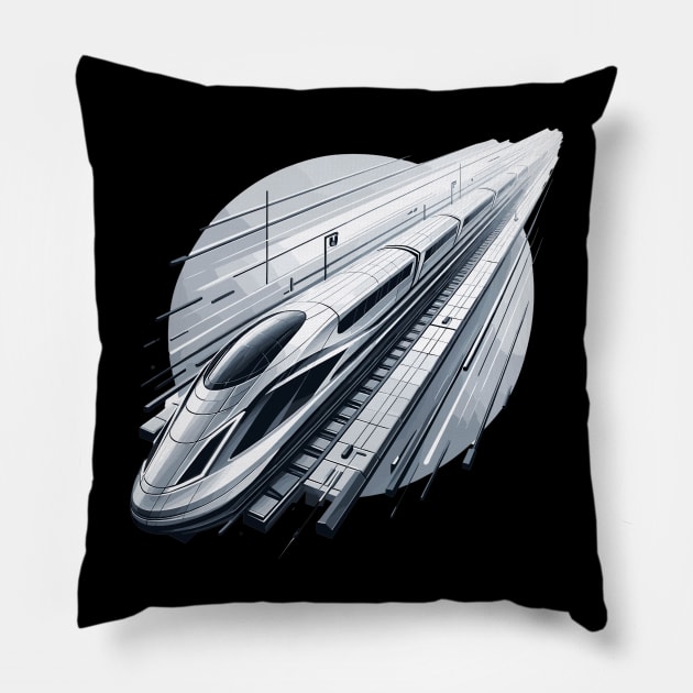 Futuristic Velocity: Hyperloop Train Pillow by Graphic Wonders Emporium