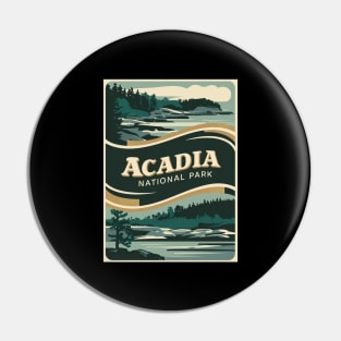 Acadia National Park Maine Retro Poster Pin