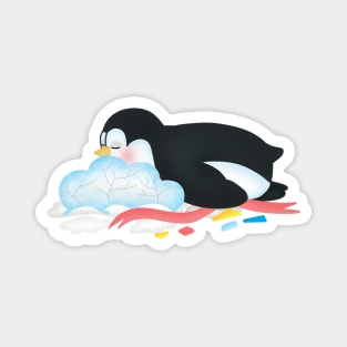 Cute penguin falls asleep after partying Magnet