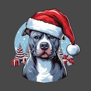 Pitbull Wearing Santa's Hat T-Shirt