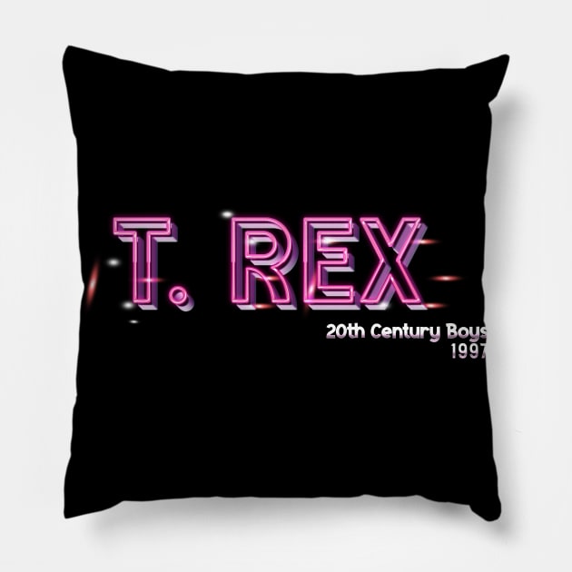 T Rex 20 Century Boys- Retro Text Pillow by goksisis