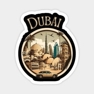 Dubai cityscape travel art - United Arab Emirates Magnet