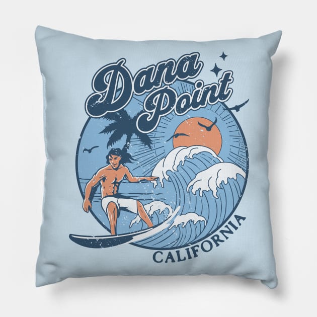 1970s Vintage Surfing Dana Point, California Retro Sunset // Old School Surfer // Surf California Pillow by Now Boarding