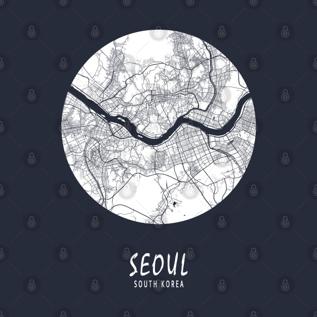 Seoul, South Korea City Map - Full Moon by deMAP Studio