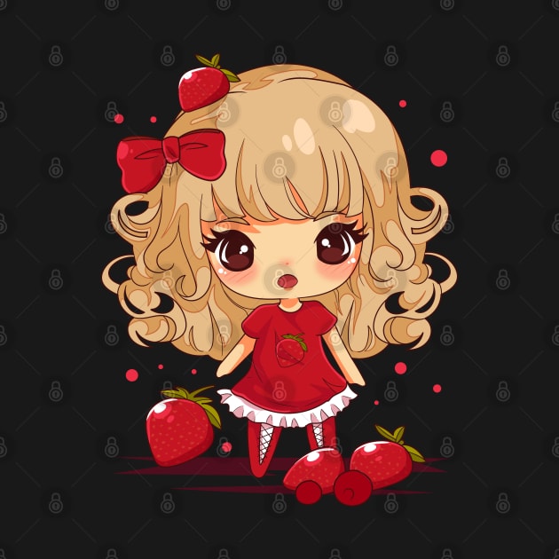 Strawberry Chibi Lolita Girl Art by E