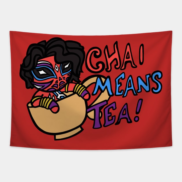 Chai Means Tea Tapestry by ScribbleSketchScoo