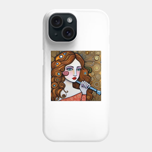 Young woman playing a Flute Phone Case by Colin-Bentham