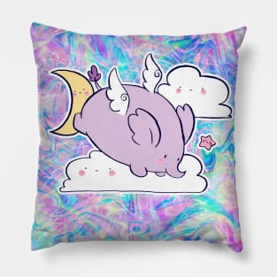 Pastel Grunge Angel Moon Elephant Pillow