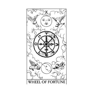 Wheel of Fortune - Black and White Tarot Card T-Shirt