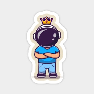 Cute Astronaut Boy With Crown Cartoon Magnet