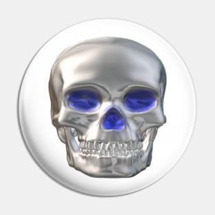 Metallic human skull face mask Pin