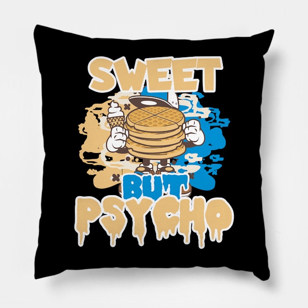 Sweet Psycho Cute Waffles Pillow by ShirtyLife