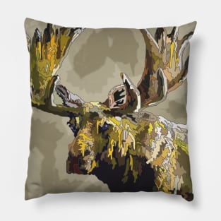 Funky Moose with Leaves Pillow