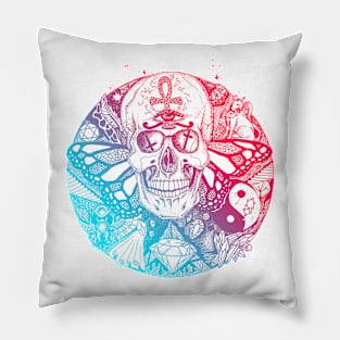 Dual Color Skull Circle of Humanity Pillow