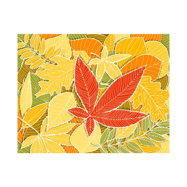 Autumn illustration with colorful fallen leaves by katerinamk