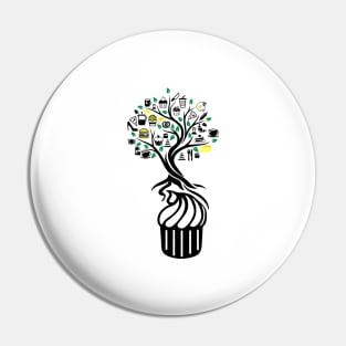 Cupcake Muffin Tree Of Life Yoga Celtic Viking Yggdrasil Pin