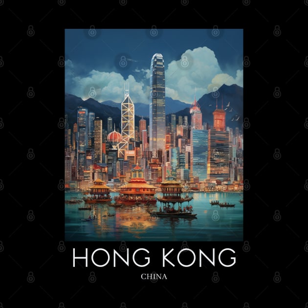 A Pop Art Travel Print of Hong Kong - China by Studio Red Koala